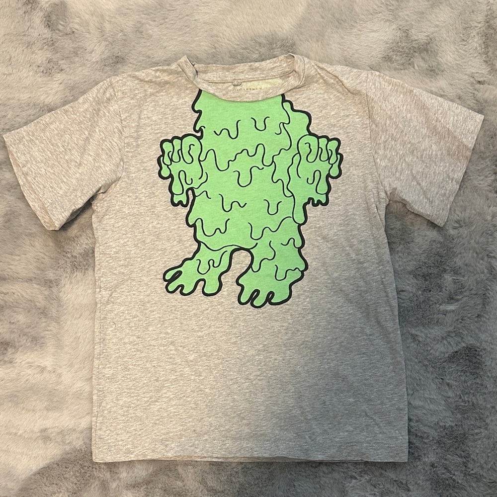 Stella McCartney Kids Gray Tee with Green Monster